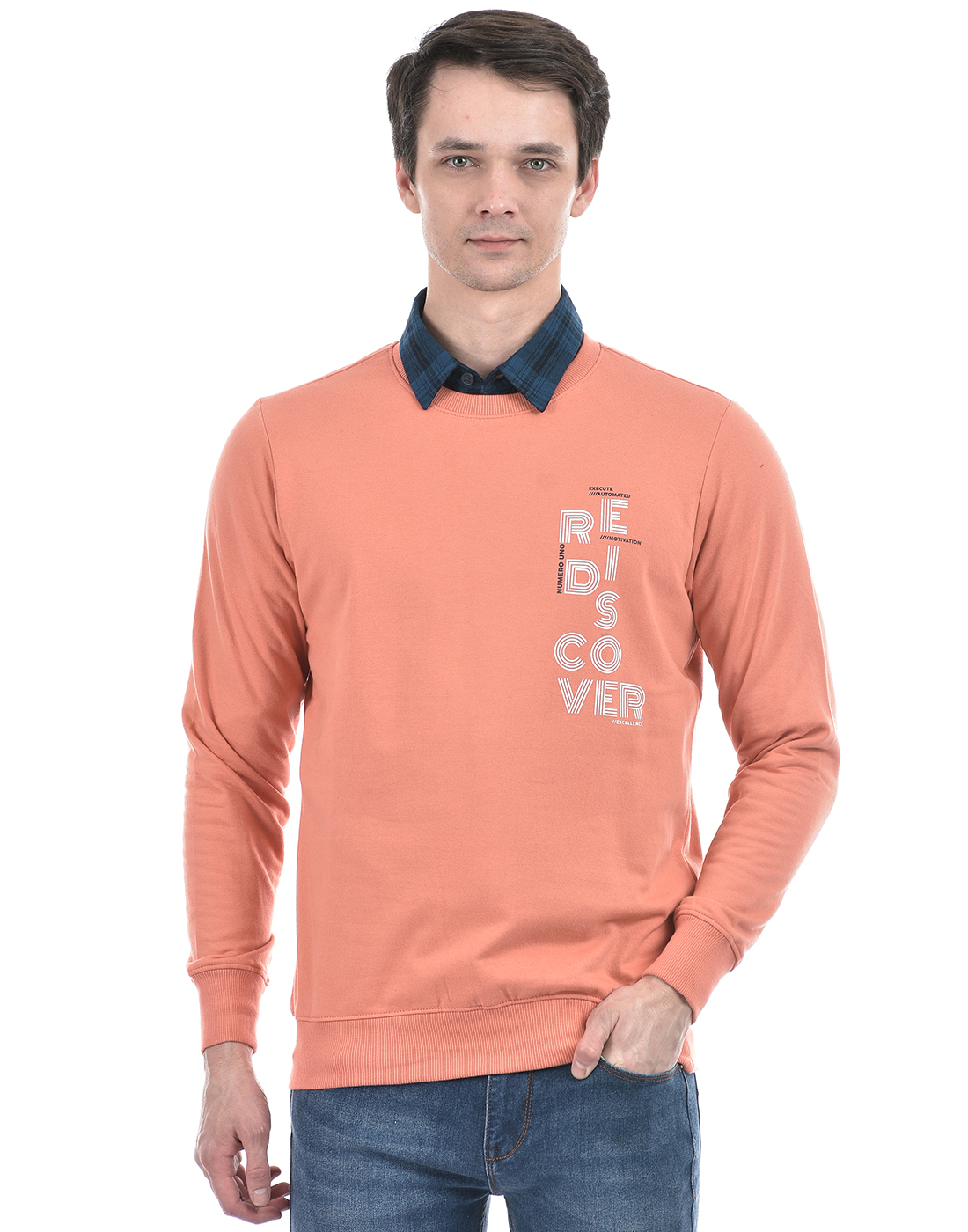 Numero Uno Men Typography Pink Sweat Shirt